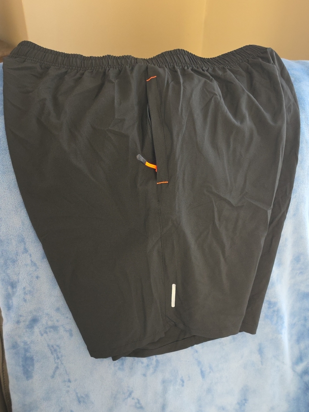 Amazon Black Men's Swim Trunks with Orange Accents